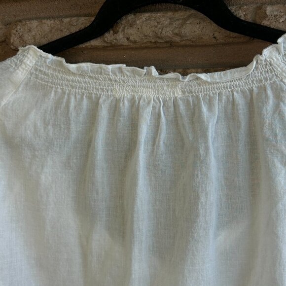 Purple Clover White Silver Embroidered Peasant Top - Picture 2 of 9